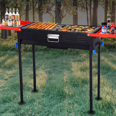 Amazon BBQ Outdoor Folding BBQ Grill Charcoal Fire Oven Thickened Camping Kebabs Stove Wholesale