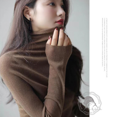 Non-Pressure Series Seamless Integrated Two Lapel High Collar Silk Cashmere Bottoming Sweater Inner Thin Cashmere Sweater 22 Autumn