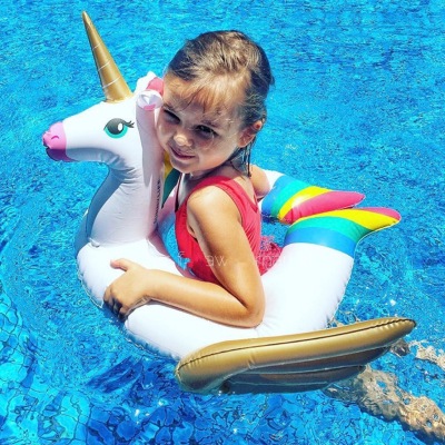 Children's Inflatable Swimming Pool Unicorn Inflatable Underarm Swimming Ring Open Tail Creative Seat Ring Factory in Stock Wholesale