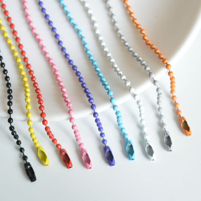 12cm Baking Paint for Metal Bead Necklace DIY Ornament Accessories Tag round Beads Bead Necklace Spray Paint Color Metal Chain Wholesale