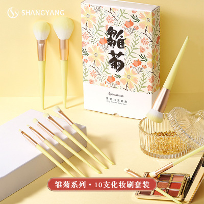 Shangyang 10 Makeup Brushes Set Eye Shadow Brush Lip Brush Cosmetic Brush Full Set of Powder Foundation Brush Beauty Tools