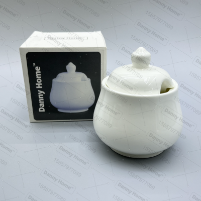 Danny Home Ceramic 350ml Sucrier High Quality Pure White Ceramic Tableware Coffee Milk Jar Sugar Bowl Large Capacity