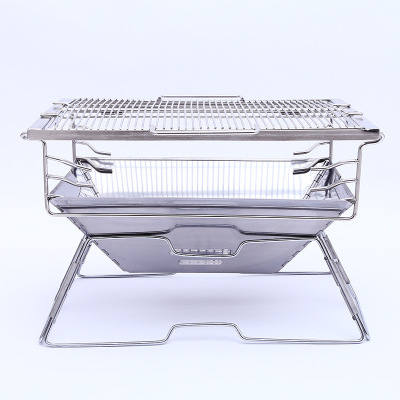 Factory Supply New Stainless Steel Barbecue Grill Outdoor Portable Home Large Thick Charcoal Barbecue Grill Wholesale