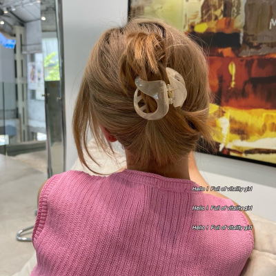 Korean New High Ponytail Fixed Gadget Anti-Sagging Small Jaw Clip Women's Transparent Fruit Gray Medium Shark Clip Headdress