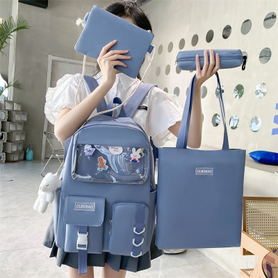 Schoolbag 4-Piece Set Large-Capacity Backpack High School Student Backpack Wholesale