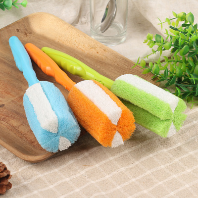 Replaceable Sponge Cup Brush Long Handle Washing Cup Baby Bottle Cleaning Brush Kitchen Cleaning Brush