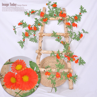 Artificial Sunflower HANAFUJI Fake Flower Rattan HANAFUJI Daisy Vine Home Interior Background Wall Decoration Supplies Plant Lawn