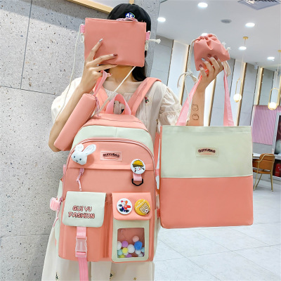 Backpack Female Fashion Female Lightweight Oxford Cloth Match Sets College Style Middle School Student Schoolbag Manufacturer