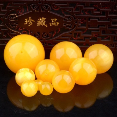 Amber Beeswax Loose round Beads Single Bead Spacer King Kong Xingyue Bodhi Accessories Ornaments DIY Package Honey