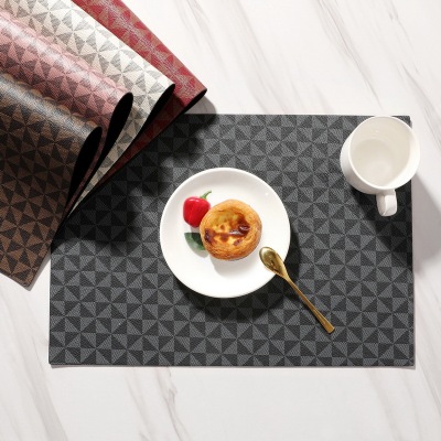 European and American Square PVC Leather Western-Style Placemat Creative Plaid Table Mat Waterproof Oil-Proof Bowl Furniture Hotel Mat Heat Proof Mat