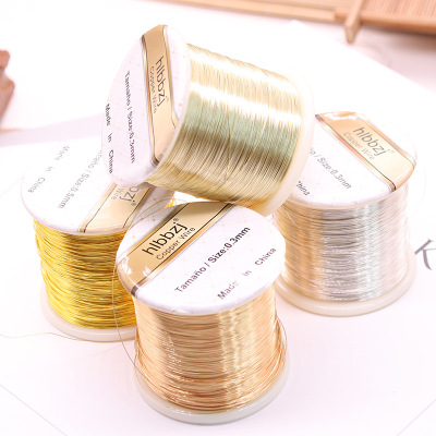 Sold by Half Kilogram 18K Gold-Plated Color Retention Copper Wire Large Roll DIY Handmade Hairpin Material Jewelry Headdress Wrapping Flower Manicure