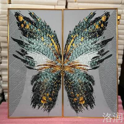 Aluminum Alloy Crystal Porcelain Painting Hallway Butterfly Crystal Porcelain Decorative Painting Living Room Crystal Porcelain Decorative Calligraphy and Painting Crystal Porcelain Painting Factory Direct Supply