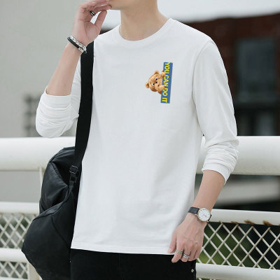 Long Sleeve T-shirt Men's Spring and Autumn New Loose Back Casual Top Inner Wear Cotton Base Shirt Fashion Bear Sweater