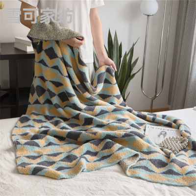 Nordic Class a Velvet Blanket Bedroom Office Nap Blanket Knitted Geometric Pattern Blanket Sofa Blanket