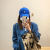 Leather Sauce Letter Blue Baseball Cap Female Spring and Summer Day Peaked Cap Korean Hip Hop Versatile Sun Protection Sun Hat