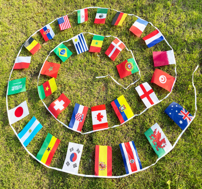 Spot Goods Qatar 2022 World Cup String Flags 32 Countries Bar Club Hanging Flag Decorative Flag