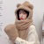 Bear Scarf Women's Winter Internet Celebrity All-Match Gloves Hat Scarf Integrated Cute Bear Ears Three-Piece Set Scarf