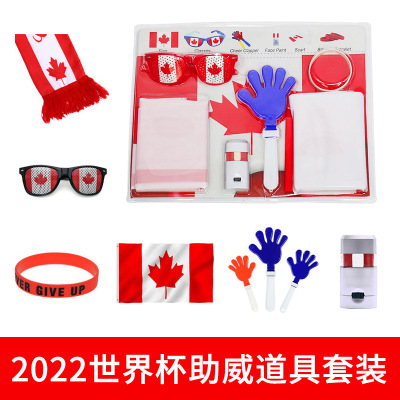 2022 Qatar World Cup Football Party Fans Props Kit Scarf Flag Bracelet Glasses Face Paint Wholesale