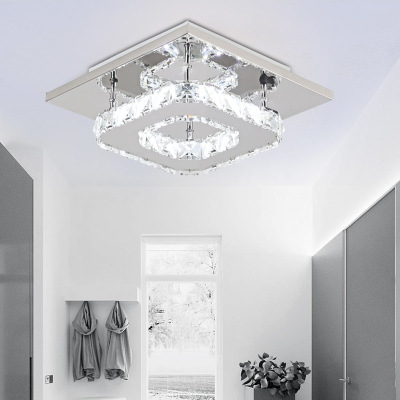 Cross Mirror Simple Led Square Hallway Corridor Crystal Living Room Ceiling Light with Color Box