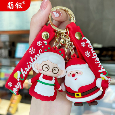 Cute Christmas Couple Creative Cute Cartoon Key Button Car Shape School Bag Versatile Pendant Fashion Small Gifts Wholesale
