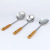 Kitchen Daily Use Stainless Steel Kitchenware Set 3PCs Wood Grain Handle Spatula Soup Spoon and Strainer Gift Three-Piece Set