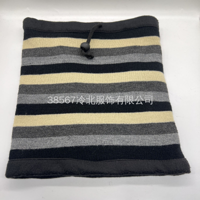 Fashion Winter New Knitted Jacquard Stripe Warm Scarf plus Velvet Thickened Scarf Neck Scarf Hat Headwear