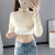 Autumn and Winter Clothing Sweater Bottoming Shirt Slim Fit Fleece-Lined Half-High Collar Wooden Ear Single-Layer Fleece-Lined 2021new Thickened Warm