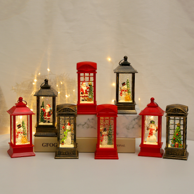New Water Injection Telephone Booth Storm Lantern Candlestick Led Home Desktop Window Snowflake Crystal Storm Lantern 