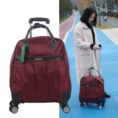 Direct Supply Oxford Universal Wheel Trolley Bag Large Capacity Portable Folding Travel Bag Women's Solid Color Travel Boarding Luggage