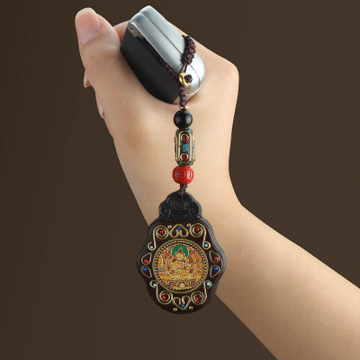 Ethnic Style Blackwood Thangka Car Key Ring Hand-Made Twelve Zodiac Key Pendants Brand