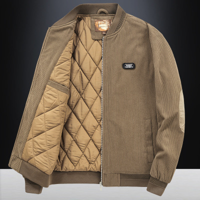 Factory Direct Sales Corduroy Cotton Coat Men's Winter Fleece Jacket Youth Retro Workwear Casual Wick plus Size Coat