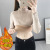 Autumn and Winter Clothing Sweater Bottoming Shirt Slim Fit Fleece-Lined Half-High Collar Wooden Ear Single-Layer Fleece-Lined 2021new Thickened Warm