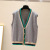 Contrast Color V-neck Knitted Vest Women's Fashion 2022 Autumn and Winter College Style Cardigan Vest Waistcoat Overcoat
