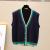 Contrast Color V-neck Knitted Vest Women's Fashion 2022 Autumn and Winter College Style Cardigan Vest Waistcoat Overcoat