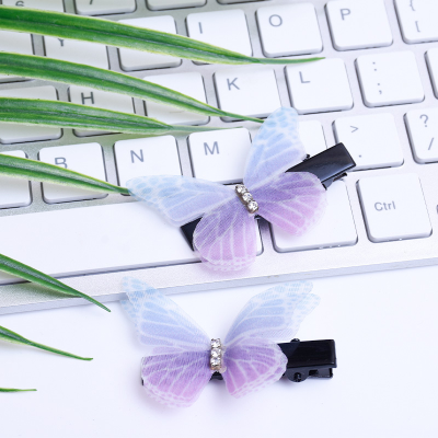 Fairy Flying Silk Yarn Butterfly Barrettes Mori Girl Headdress for Taking Photos Double-Layer Net Red Three-Dimensional Butterfly Hairpin