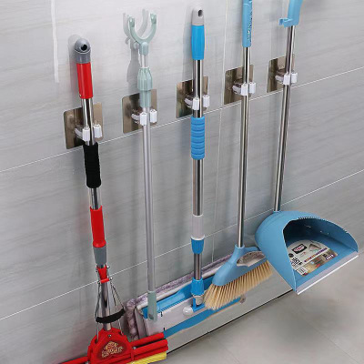 Free Punch Mop Rack Bathroom Rack Mop Rack Wall Hanging Mop Holder Strong Hook Hanging Mop Artifact