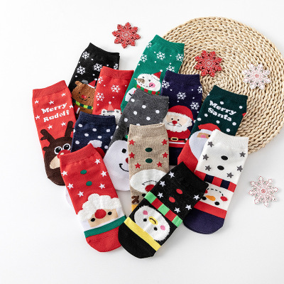 Cotton Christmas Stockings Cartoon Socks 4 Pairs New Year Socks Cute Japanese Style Christmas Socks Women's Autumn and Winter Wholesale