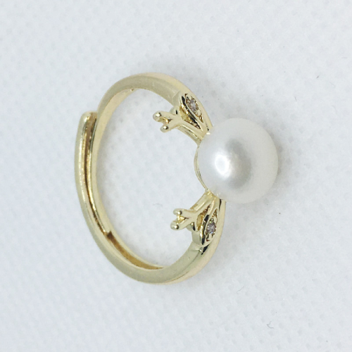 Wholesale Natural Freshwater Pearl Adjustable Size Gold-Plated Color Retaining Ring Internet Celebrity Live Clock-in Popular Best-Selling Products