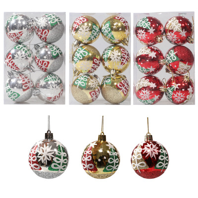 Wholesale Christmas Ball Hand-Painted Pattern Christmas Ball Christmas Tree Decorative Ornaments Plastic Plating Ball Christmas Decorations