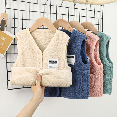 Baby Vest Fleece-Lined Autumn and Winter Waistcoat Children's Keep Warm in Spring and Autumn Vest Outer Wear Vest Baby Thickened Vest Children's Clothing