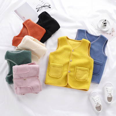 New Children's Polar Fleece Waistcoat Autumn and Winter Thickening Baby and Infant Upper Cardigan Warm Men's and Women's Clothing