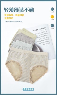 New 2186 Spot Women's Underwear Mid-Waist Hip Lifting Sexy Lace Girl Print Average Size Underwear for Women