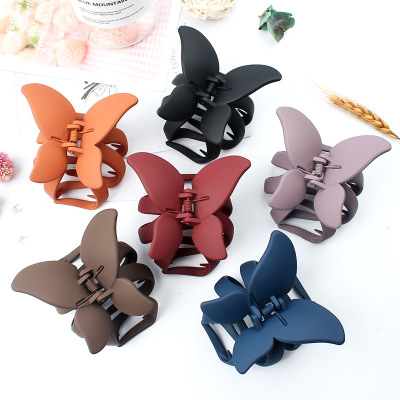 2022 New Frosted Butterfly Grip Exquisite Half Tie Ponytail Hair Claw Hair Accessories Personality Fashion Back Head Claw Clip