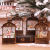 New Cross-Border Christmas Gift Single Wax Color Printing Barn Shape Storm Lantern Courtyard Decoration Props Electronic Candle