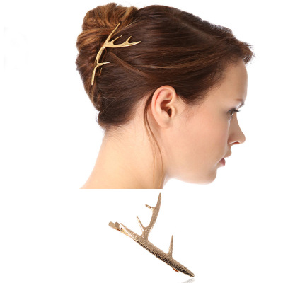 European and American Foreign Ornament Fashion, Personalized and Exaggerated Antlers Side Clip Hairpin Hair Accessories