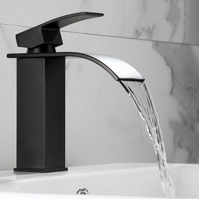 Kitchen Faucet Black Hot and Cold Waterfall Basin Faucet Bathroom Table Basin Wash Basin Creative Faucet Waterfall