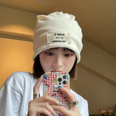 Internet Famous Hat Autumn Thin Patch Japanese Style Pile Heap Cap Trendy All-Match Beanie Hat Autumn and Winter Toque