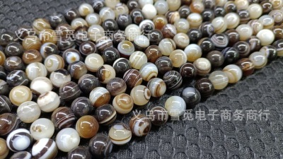 Wholesale Natural Striped Agate with Eyes 8-12mm Clear Lines Neat round Beads DIY Ornament Making Scattered Beads