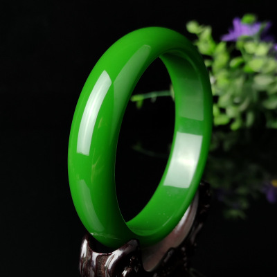 Live Broadcast One Piece Dropshipping Outer Mongolia Material Spinach Green Bracelet Bi Jade Bracelets Widened Tire Model Jade Bracelets Factory Wholesale