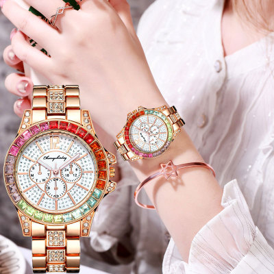 Foreign Trade Popular Style Large Diamond Steel Belt Hip Hop Watch Korean Style Women's Luxury Rhinestone Set Business Quartz Watch Men's Watch